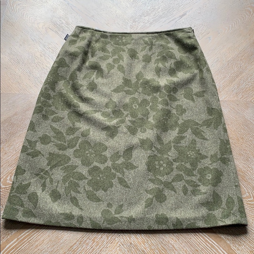 MOSCHINO Vintage Floral Green Wool Skirt 8